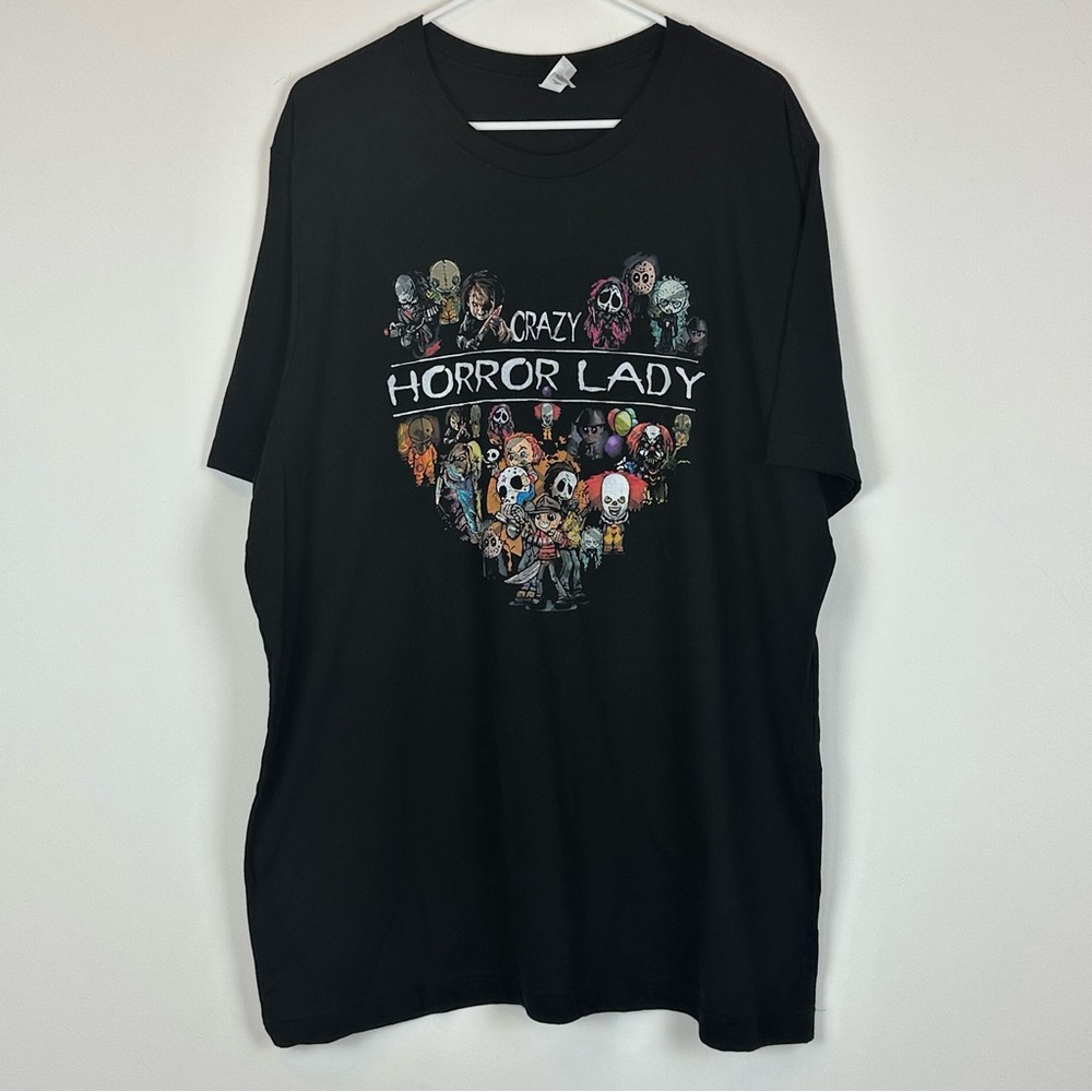 “Crazy Horror Lady” Movie Gore Scary Black Bella Canvas Tee Shirt 2XL